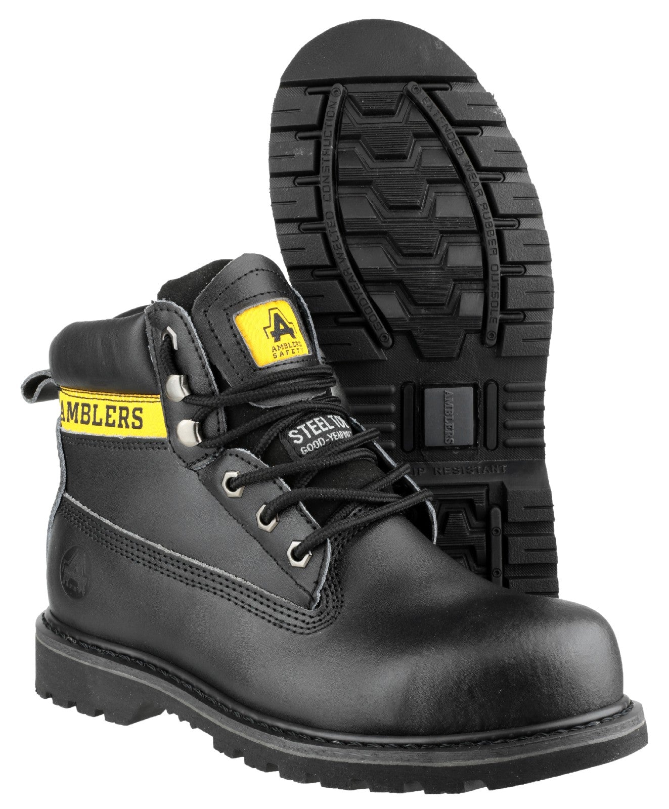 Amblers Safety Mens FS9 Steel Toe Cap Leather Safety Boots Black