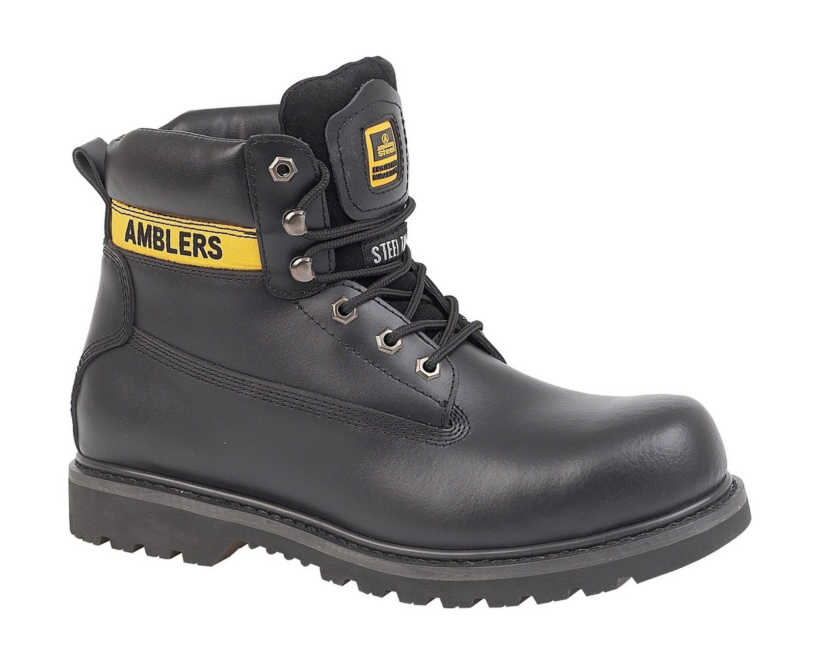 Amblers Safety Mens FS9 Steel Toe Cap Leather Safety Boots Black