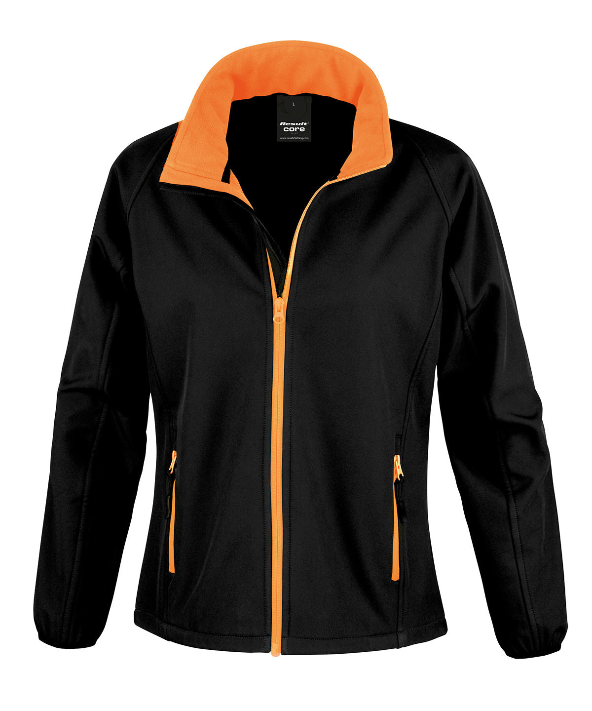 Women's Core printable softshell jacket - Black/Orange