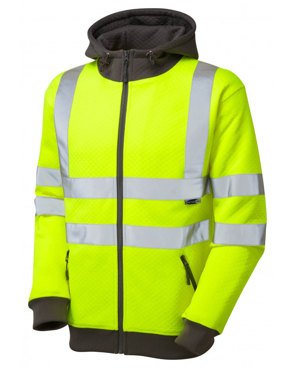 SAUNTON ISO 20471 Cl 3 Full Zip Hooded Sweatshirt - HV Yellow