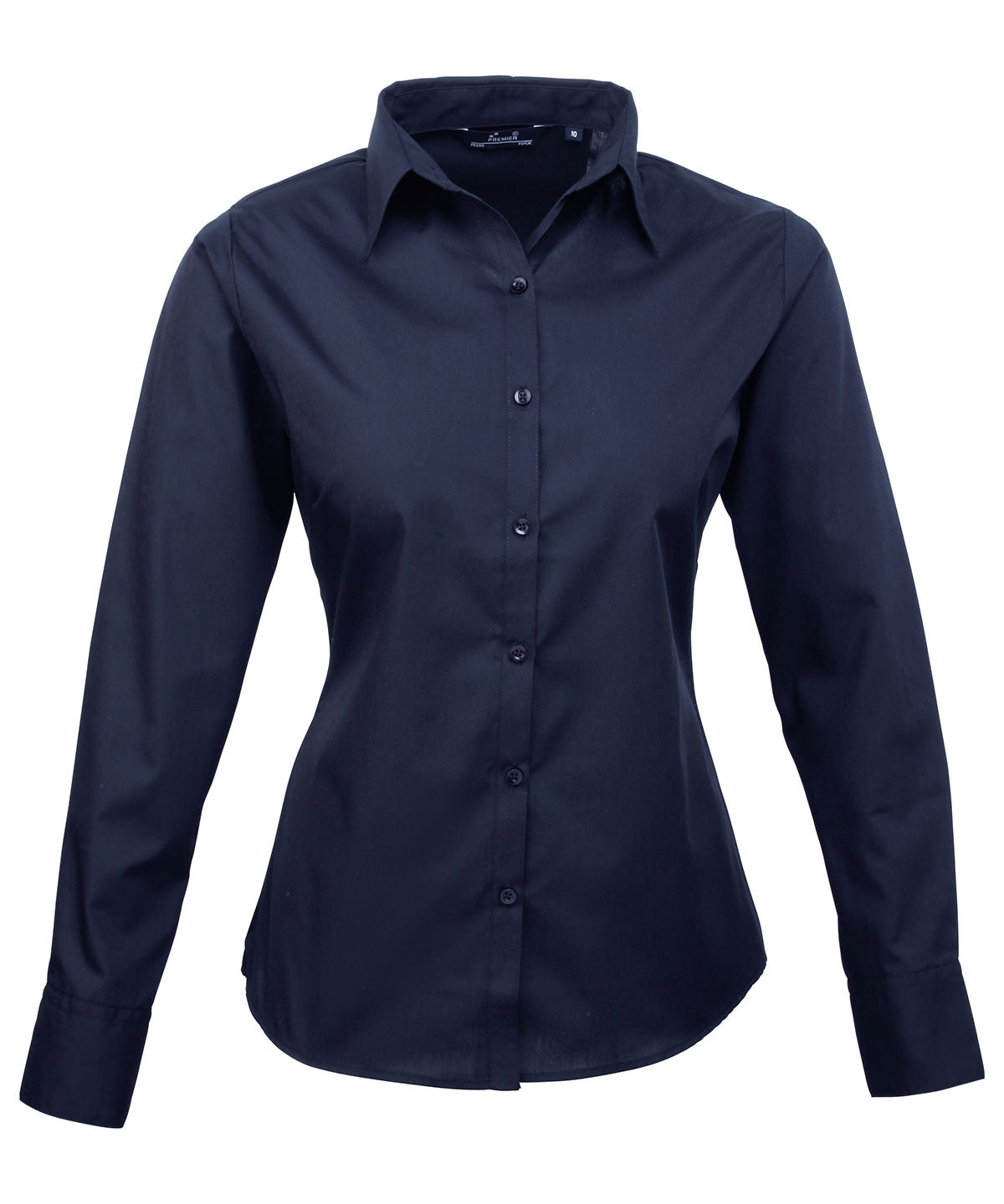 Women's poplin long sleeve blouse - Navy