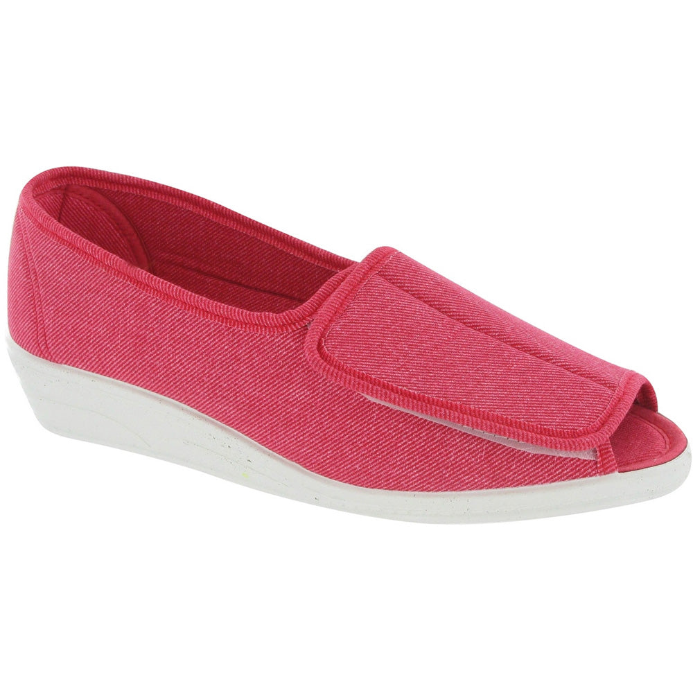 Mirak Ladies Quimper Canvas Open Toe Casual Summer Sandal Red