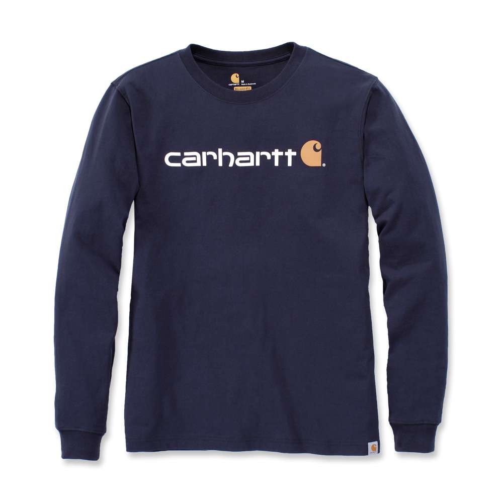 Carhartt Mens Core Logo Long Sleeve Cotton Crewneck T Shirt