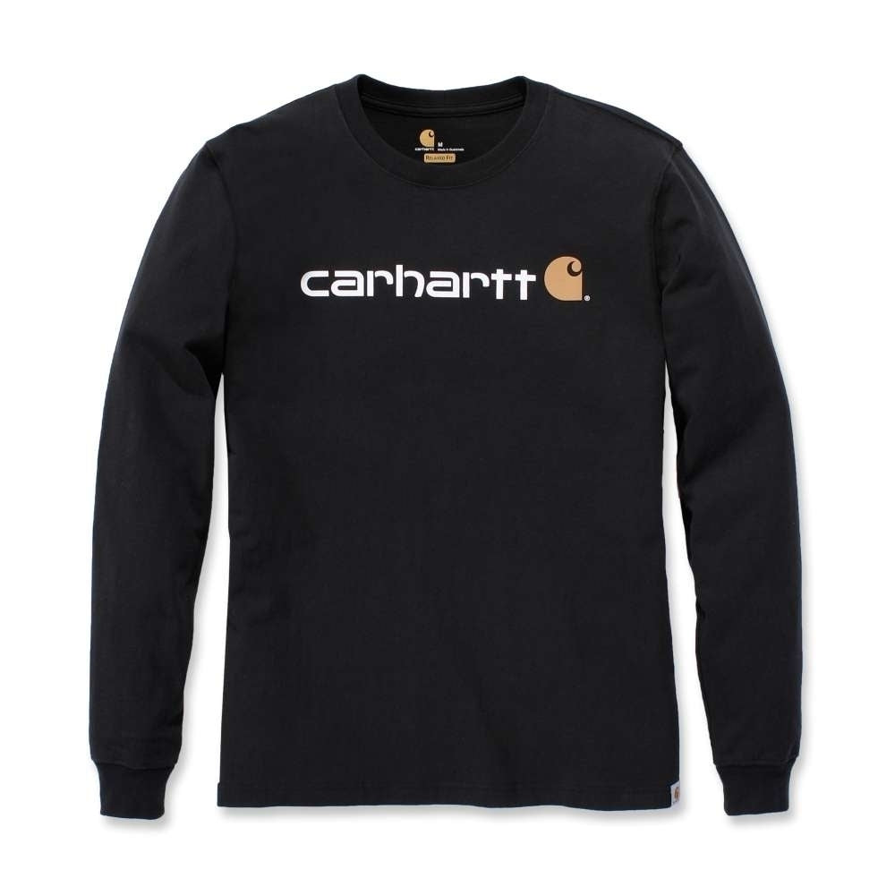 Carhartt Mens Core Logo Long Sleeve Cotton Crewneck T Shirt