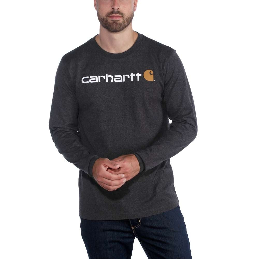 Carhartt Mens Core Logo Long Sleeve Cotton Crewneck T Shirt