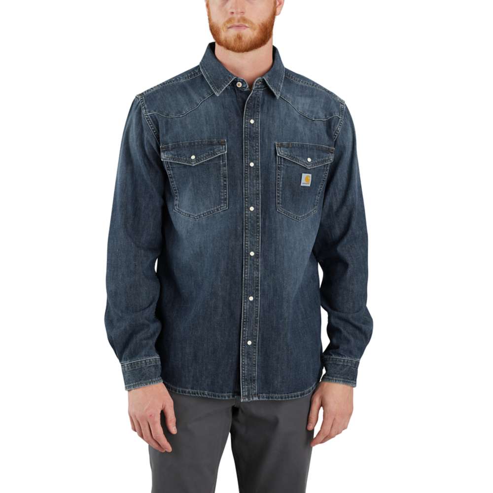Carhartt Mens Denim Long Sleeve Snap Front Overshirt