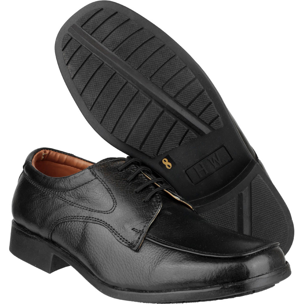 Amblers Mens Birmingham Lace Leather Gibson Moccasin Front Shoe Black