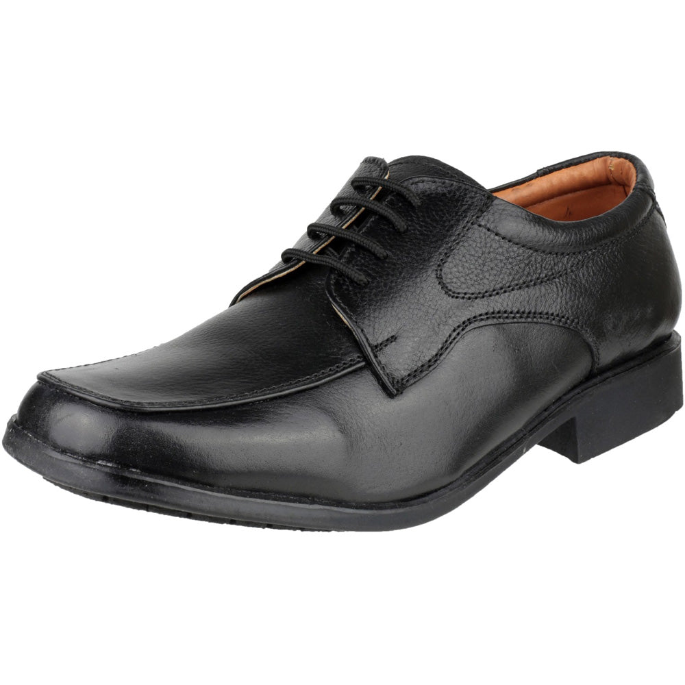 Amblers Mens Birmingham Lace Leather Gibson Moccasin Front Shoe Black