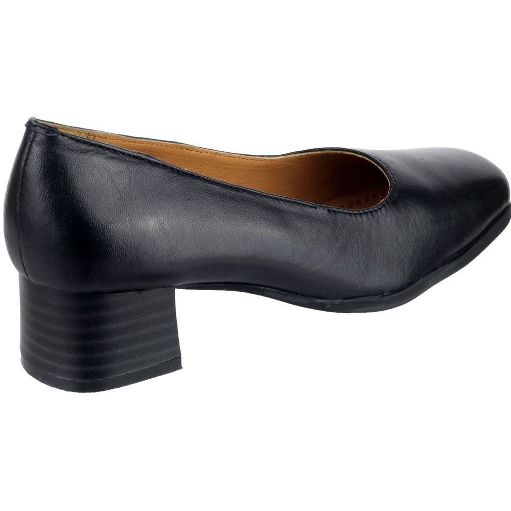 Amblers Ladies Walford Slip On Wide Fit Leather Formal Court Shoe Black