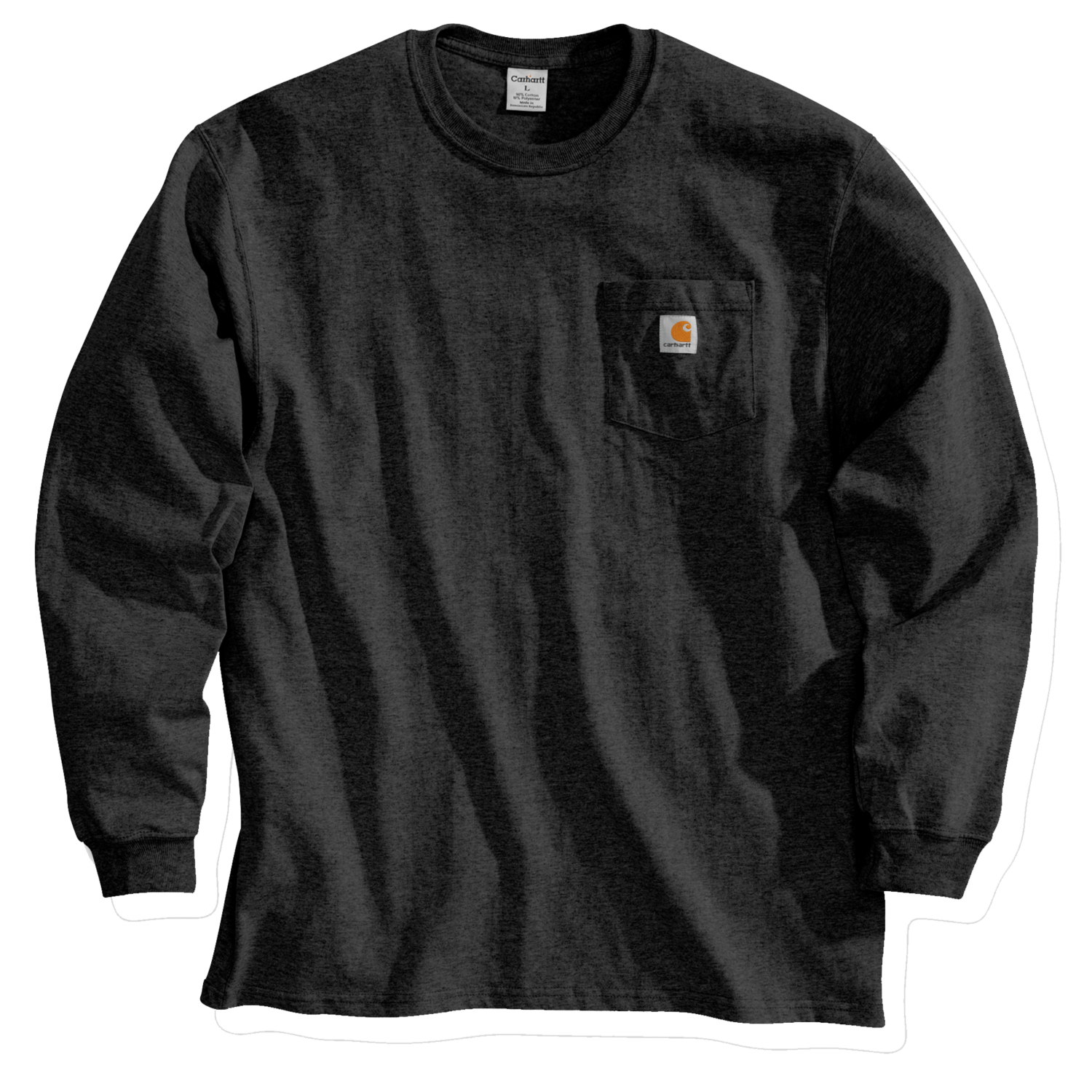 Loose Fit Heavyweight Long-Sleeve Pocket T-Shirt - Black
