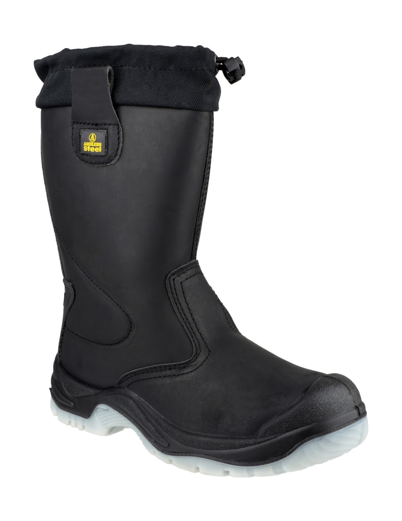 Amblers Safety Mens FS209 Pull On Leather Safety Rigger Boots Black