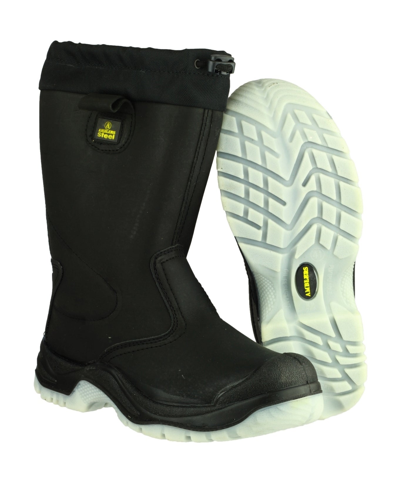 Amblers Safety Mens FS209 Pull On Leather Safety Rigger Boots Black