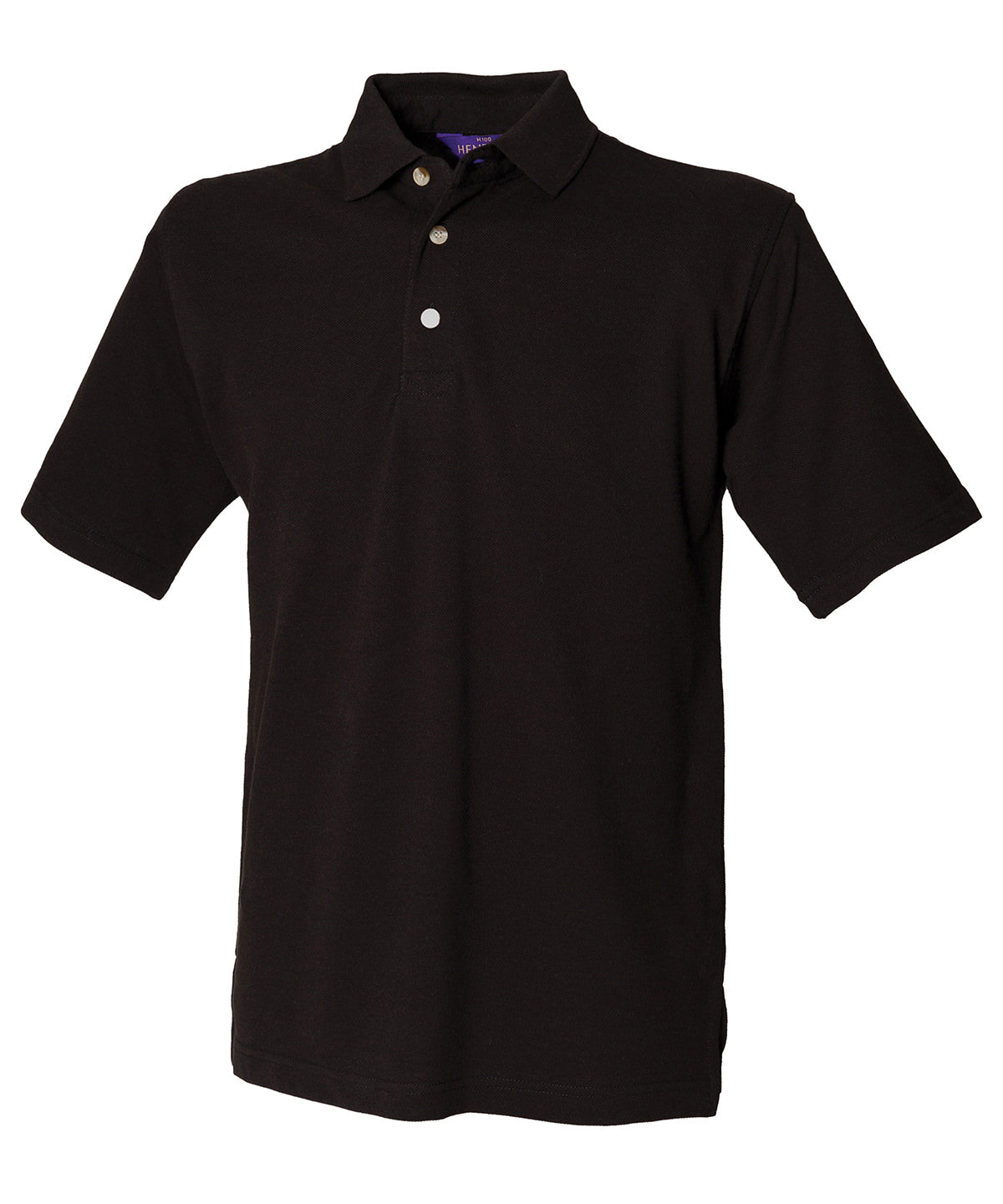 Classic cotton piqué polo with stand-up collar - Black