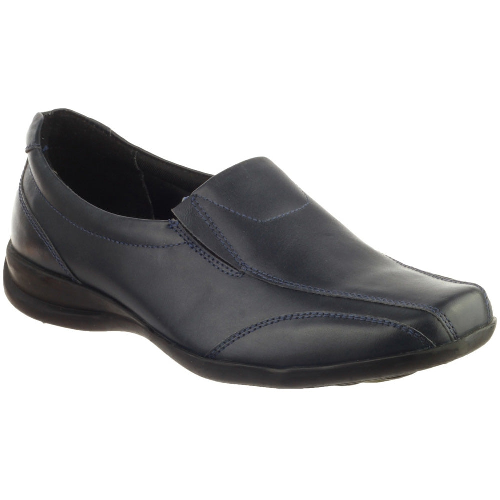 Amblers Ladies Ladies Slip-On Twin Gusset Leather Slip On Shoe Navy