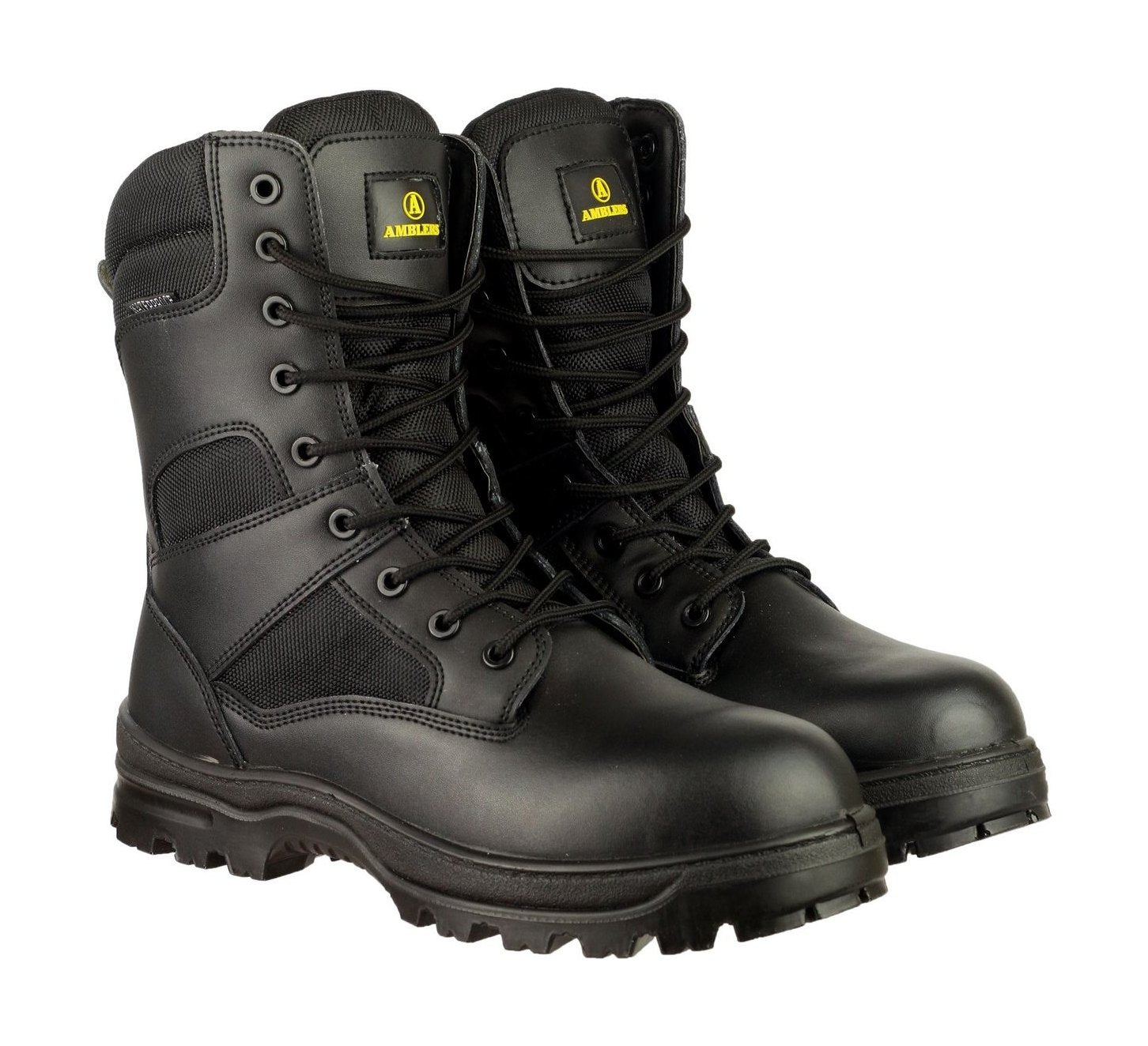 Amblers Safety Mens Combat WP Leather Waterproof Safety Boots Black