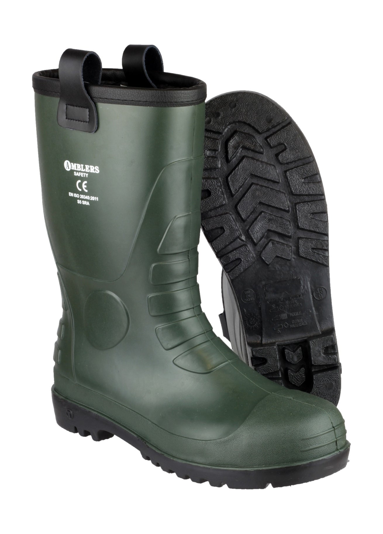 Amblers Safety Mens FS97 PVC PVC Waterproof Safety Rigger Boots Green