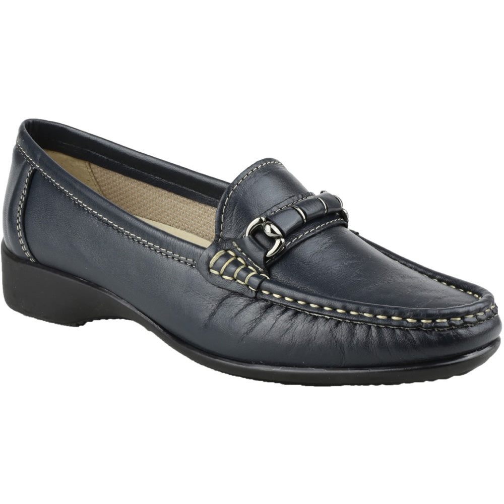 Cotswold Ladies Barington Smart Leather Moccasin Shoe Navy