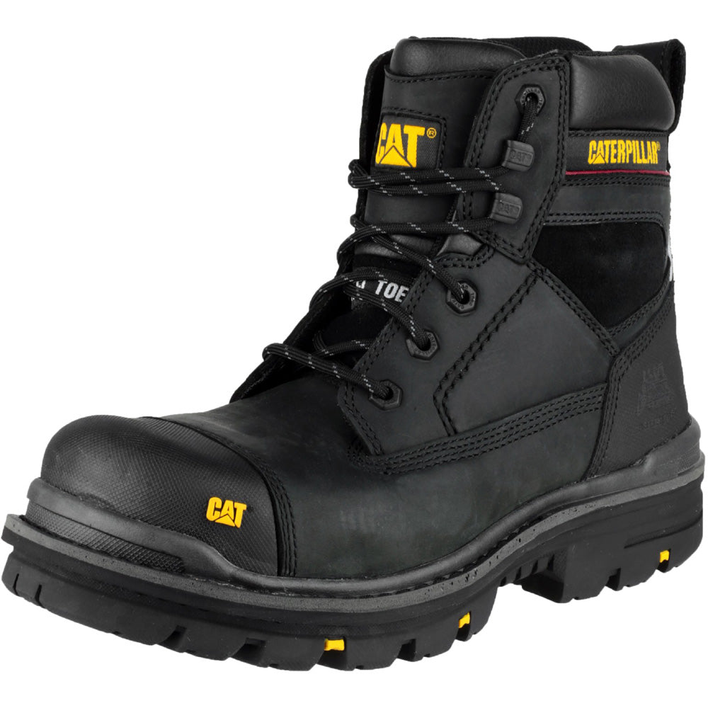 Caterpillar Mens Gravel 6 Inch Leather Work Safety Boots Black