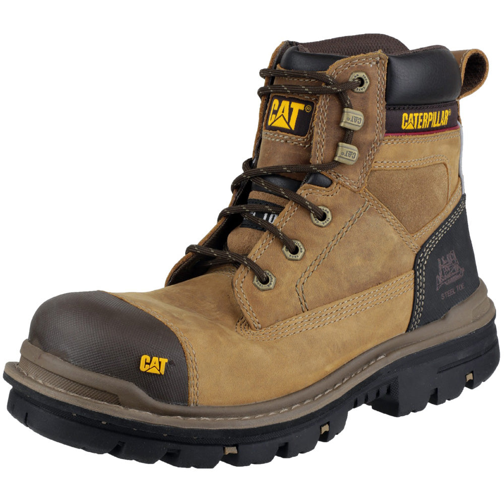 Caterpillar Mens Gravel 6 Inch Leather Work Safety Boots Brown