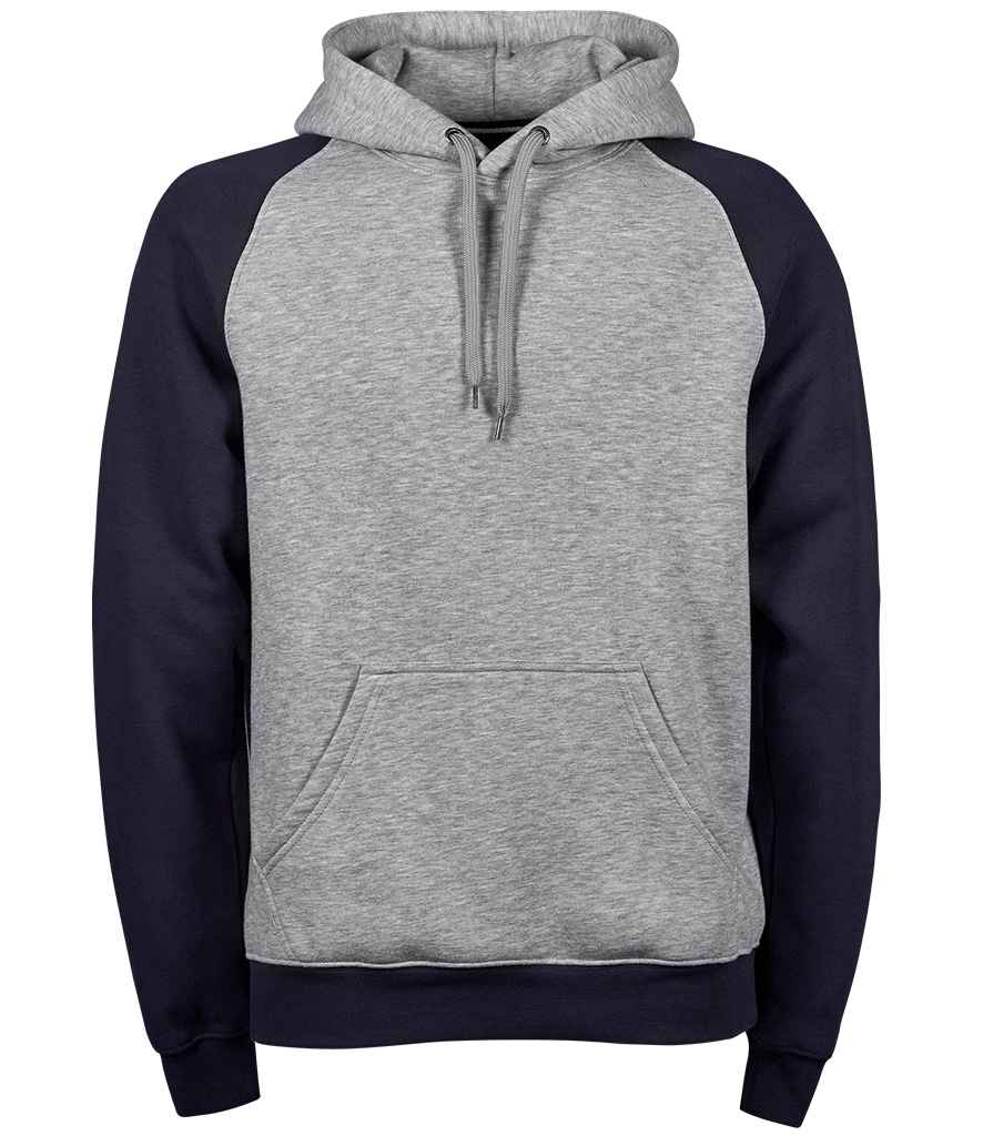 Tee Jays Two Tone Raglan Hooded Sweatshirt - Heather Grey/Navy