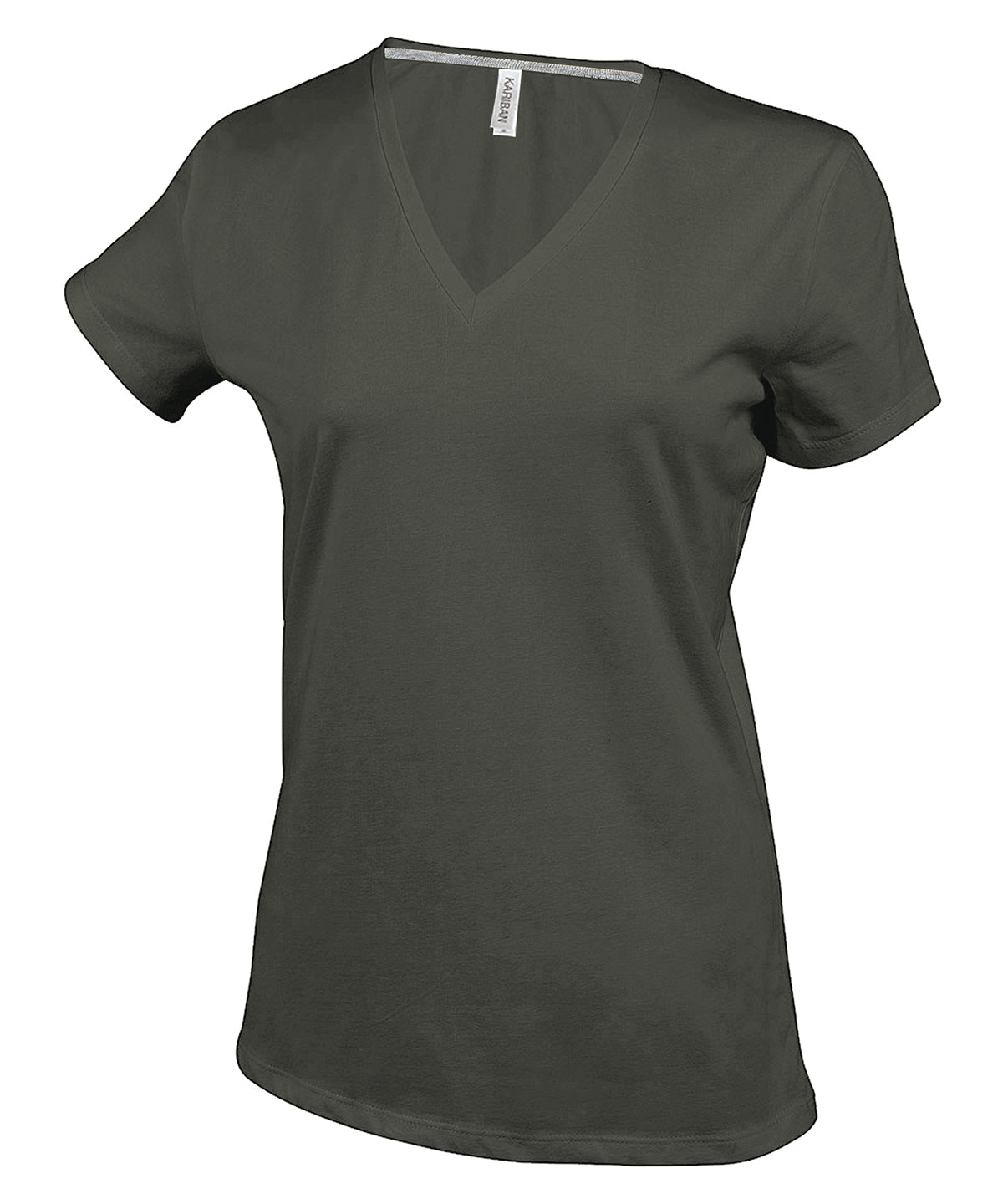 Ladies' short-sleeved V-neck T-shirt - Khaki