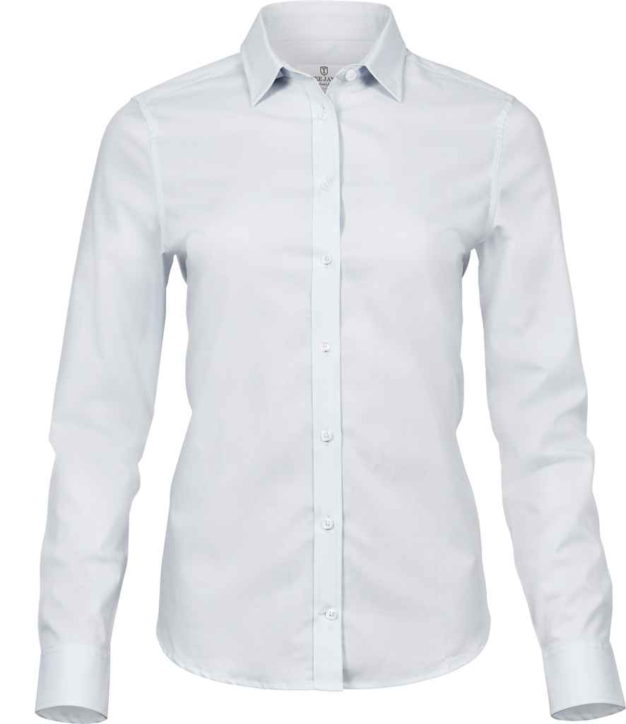 Tee Jays Ladies Stretch Luxury Long Sleeve Poplin Shirt - White