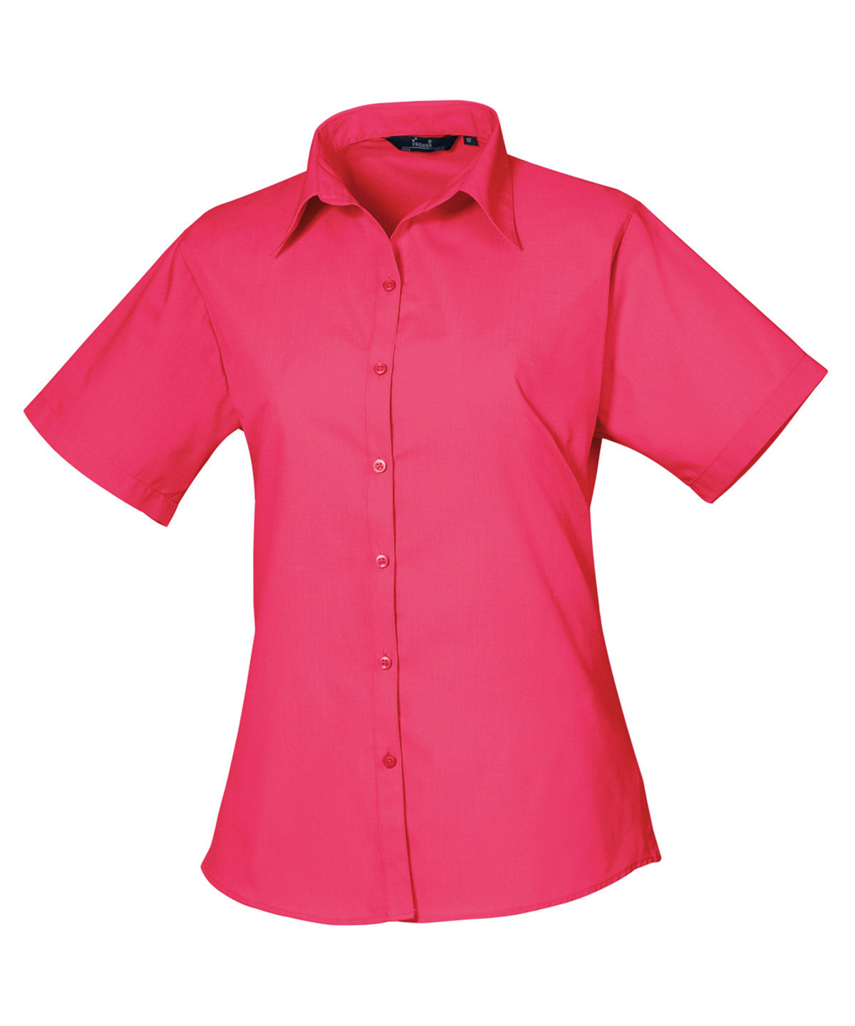 Women's short sleeve poplin blouse - Hot Pink
