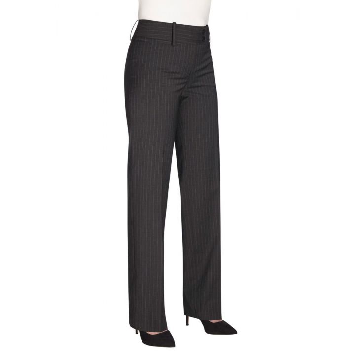 Miranda Parallel Leg Trouser - Charcoal Stripe