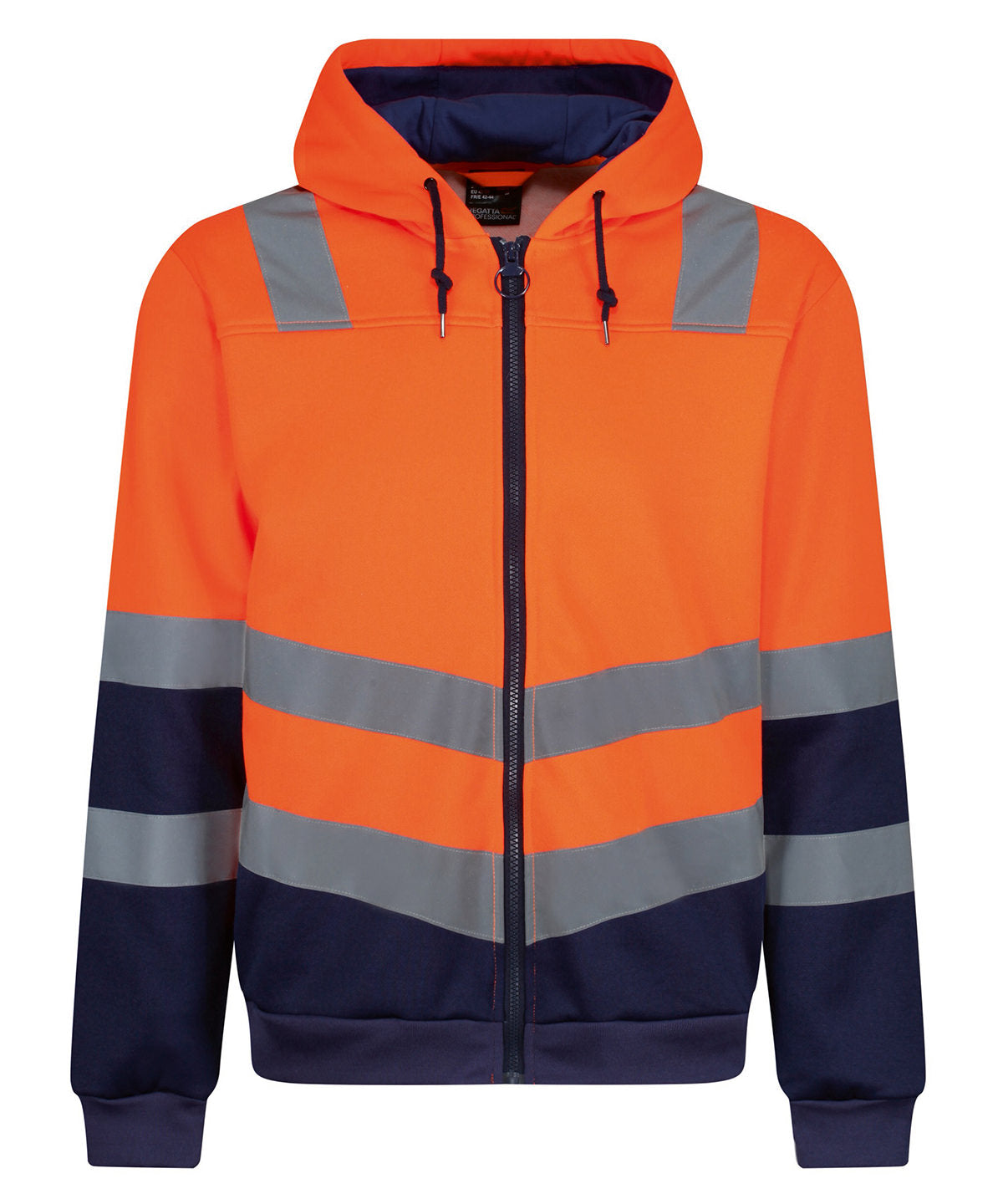 Pro hi-vis full zip hoodie - Orange/Navy
