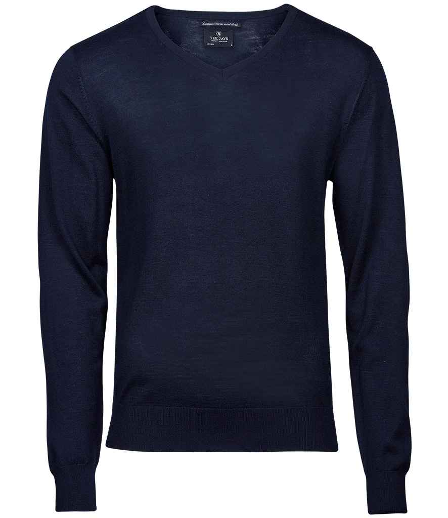 Tee Jays Merino Blend V Neck Sweater - Navy