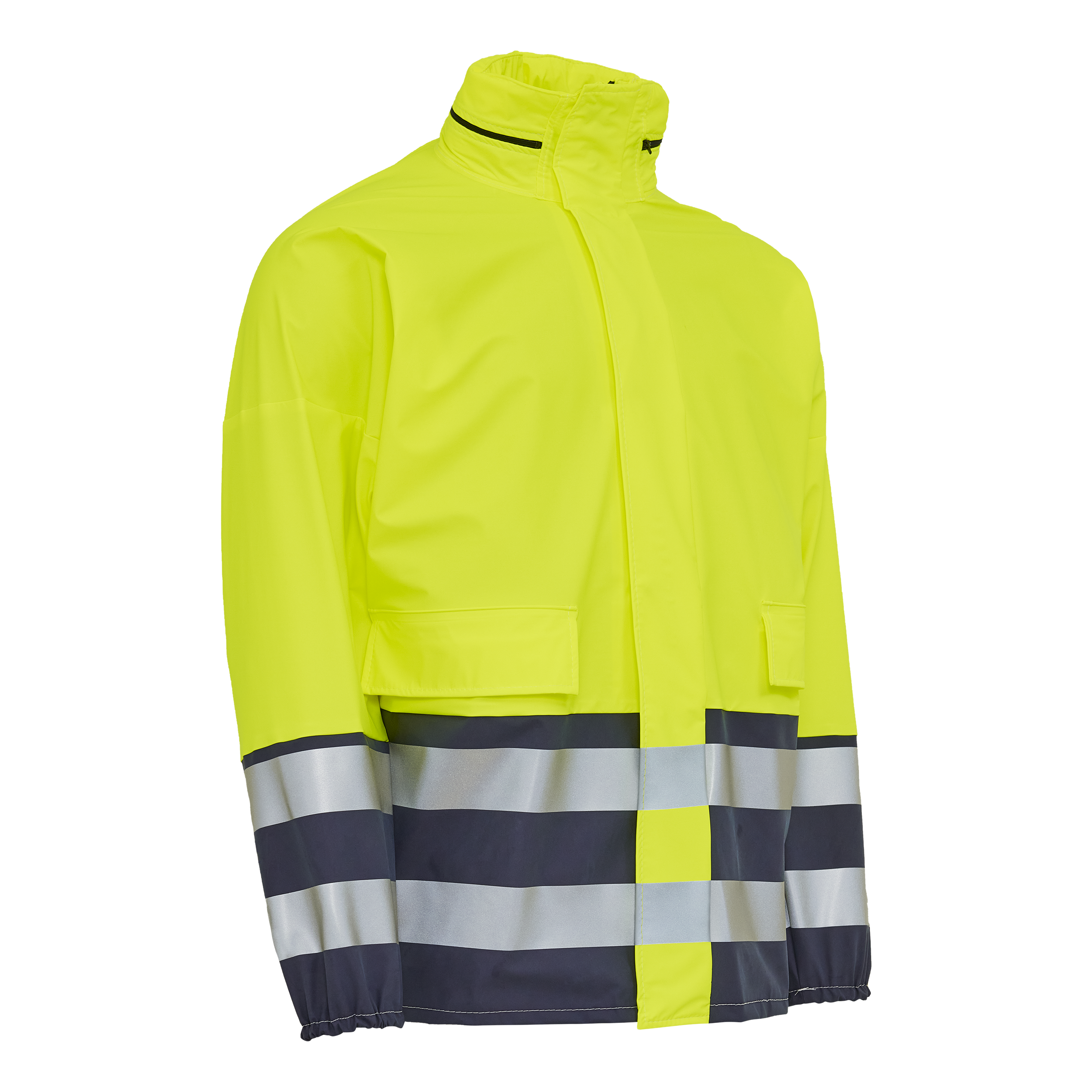MadeInEurope PU Visible Rain Jacket - Fl. Yell/Navy