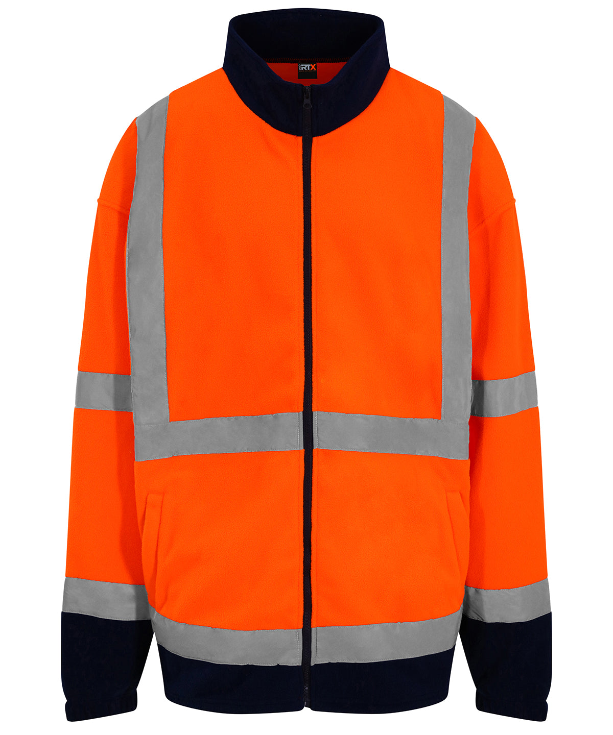 Hi-Vis Full Zip Fleece - HV Orange/ Navy