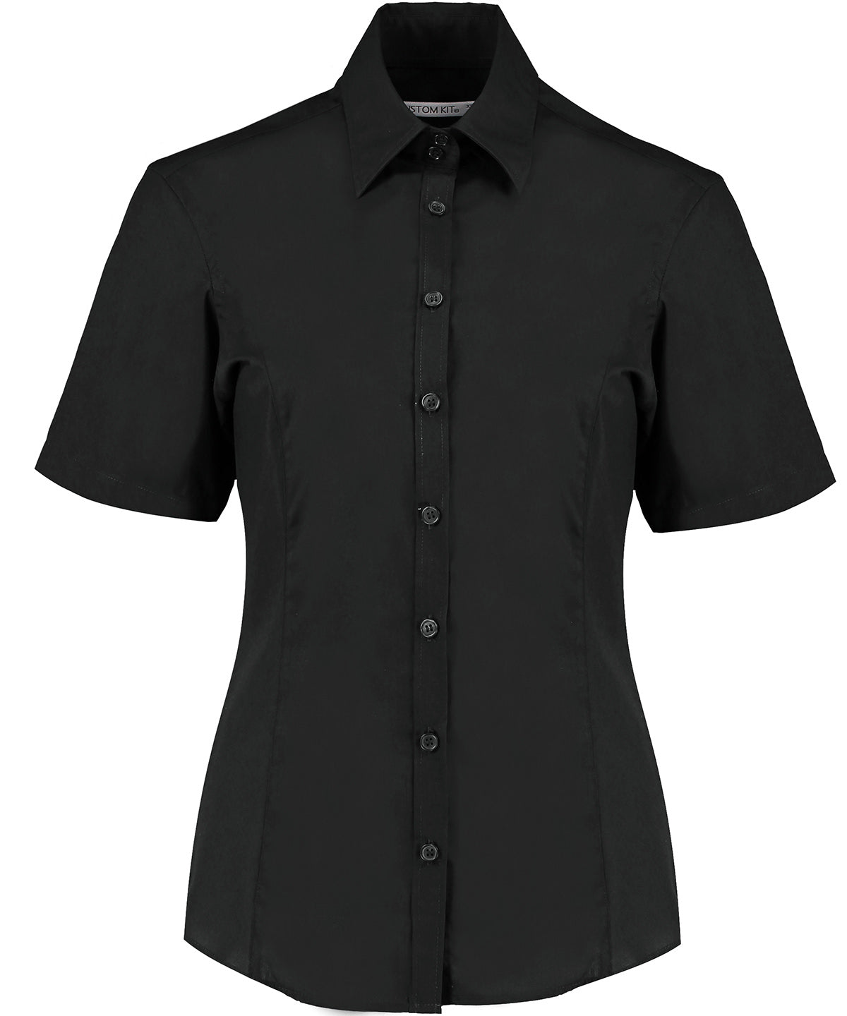 Business blouse short-sleeved (tailored fit) - Black