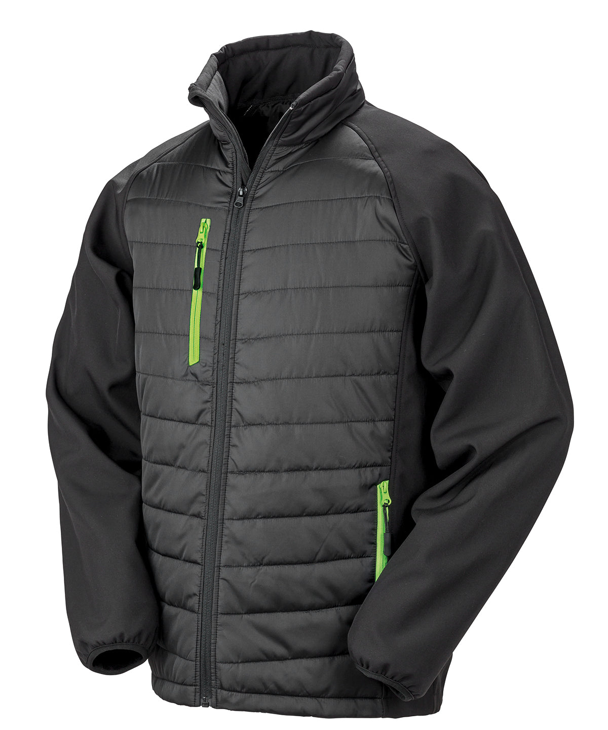 Compass padded softshell jacket - Black/Lime