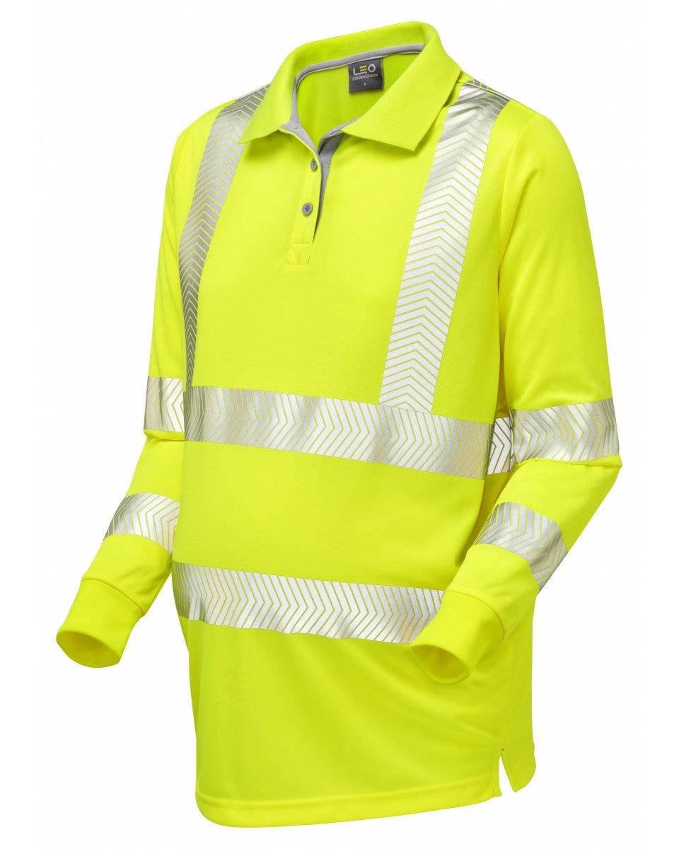 YARNACOTT ISO 20471 Cl 2 Coolviz Ultra Maternity Long Sleeve Polo Shirt