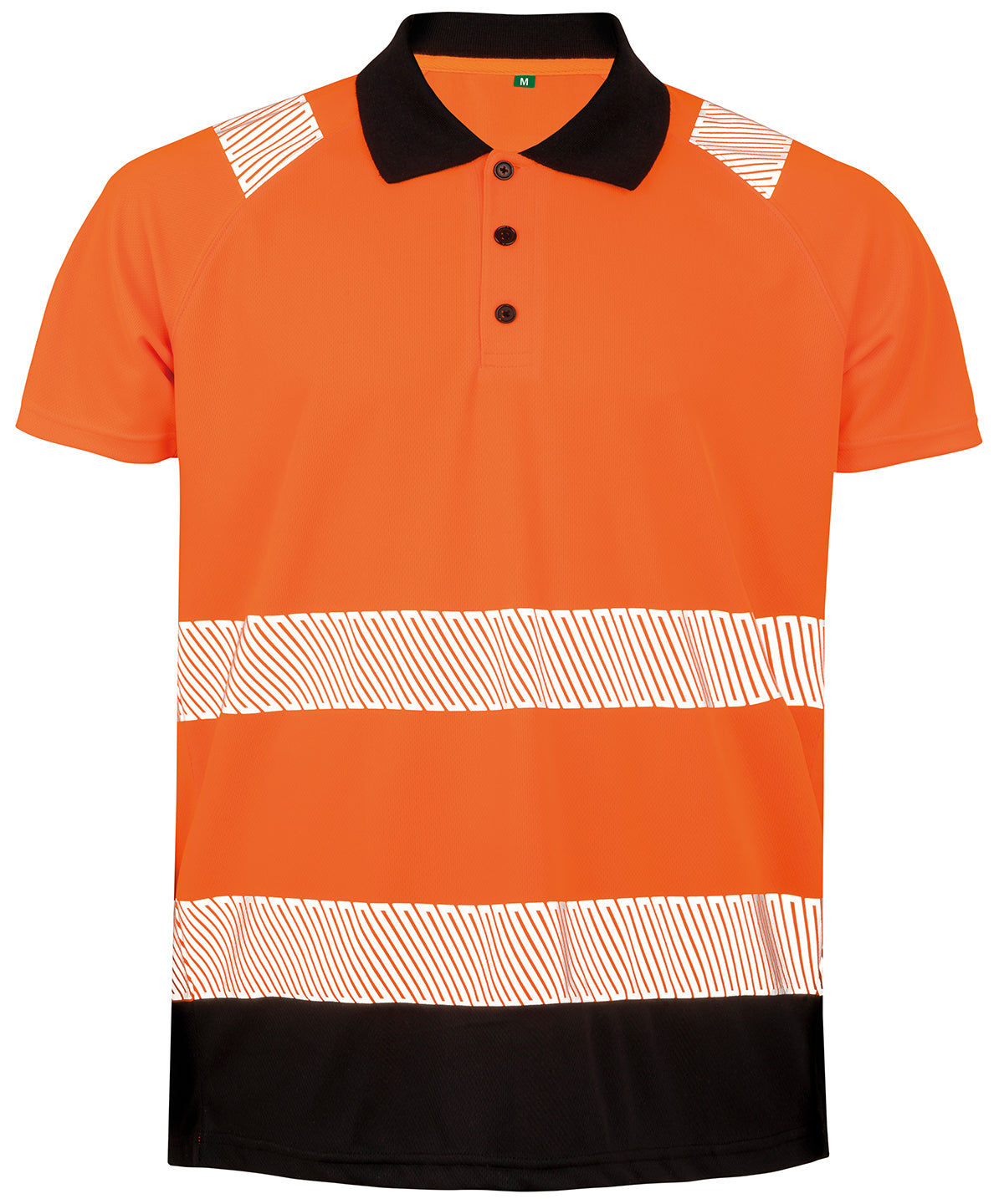 Recycled safety polo - Fluorescent Orange/ Black