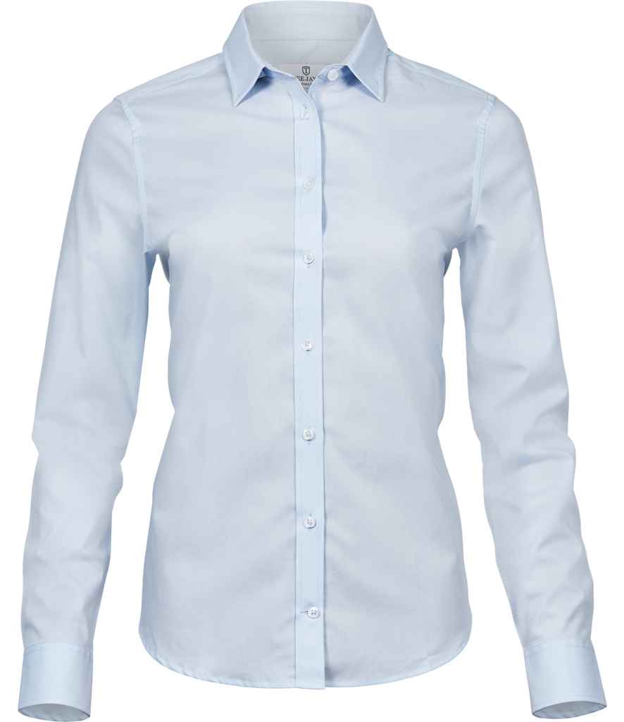 Tee Jays Ladies Stretch Luxury Long Sleeve Poplin Shirt - Light Blue