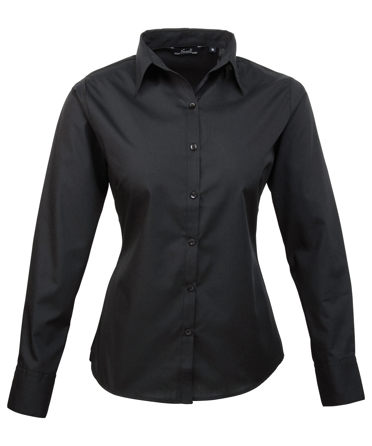 Women's poplin long sleeve blouse - Black