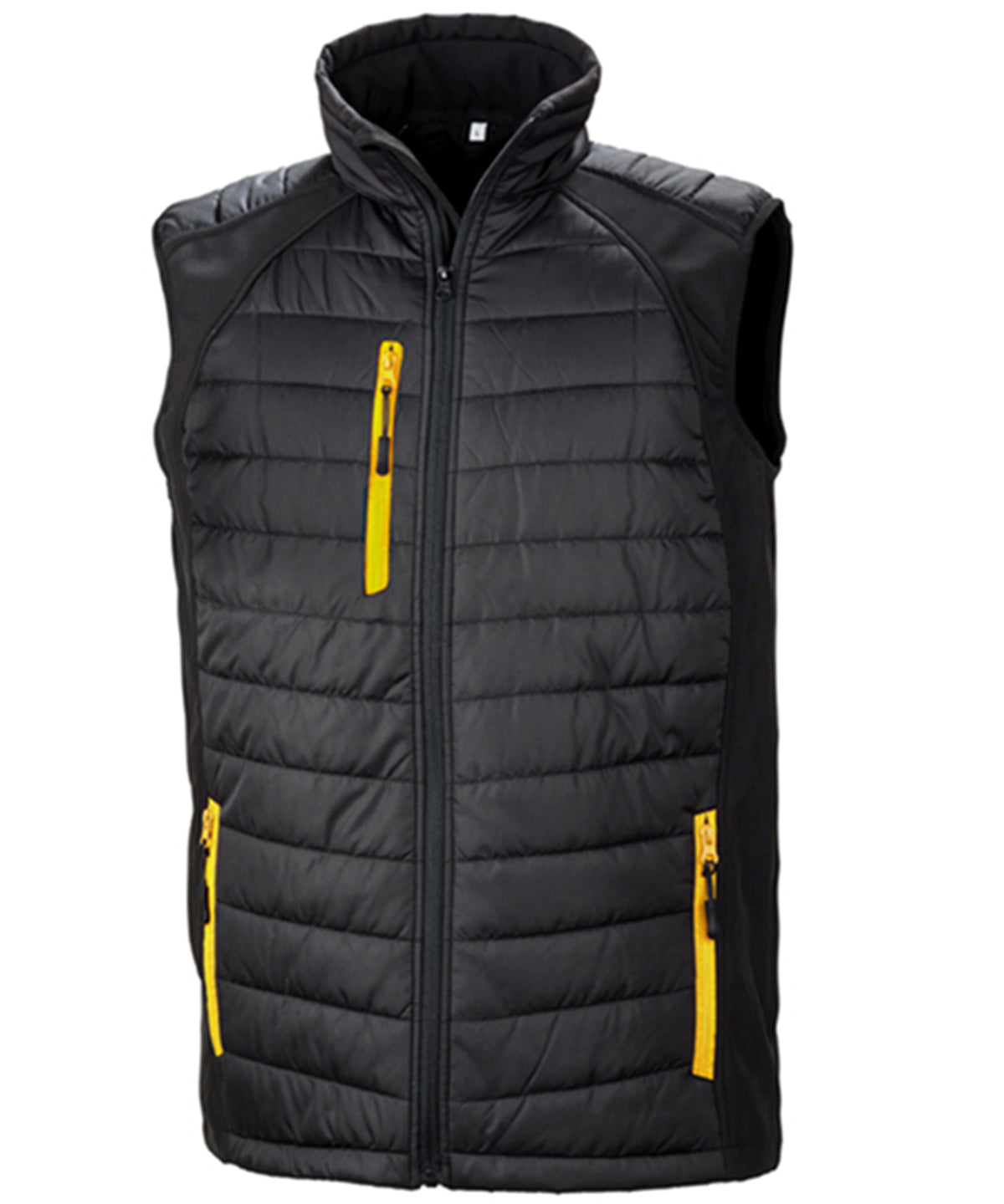 Compass Padded Softshell Gilet - Black/ Yellow