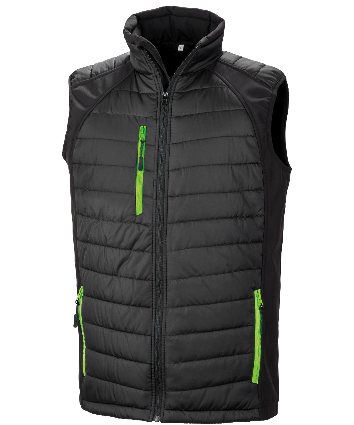 Compass Padded Softshell Gilet - Black/Lime