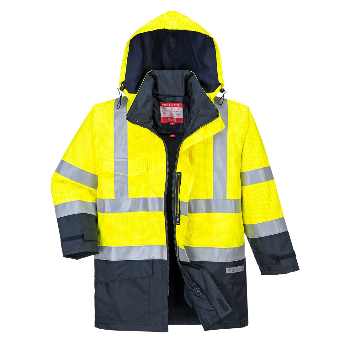 Bizflame Rain Hi-Vis Multi-Protection Jacket - Yellow/Navy