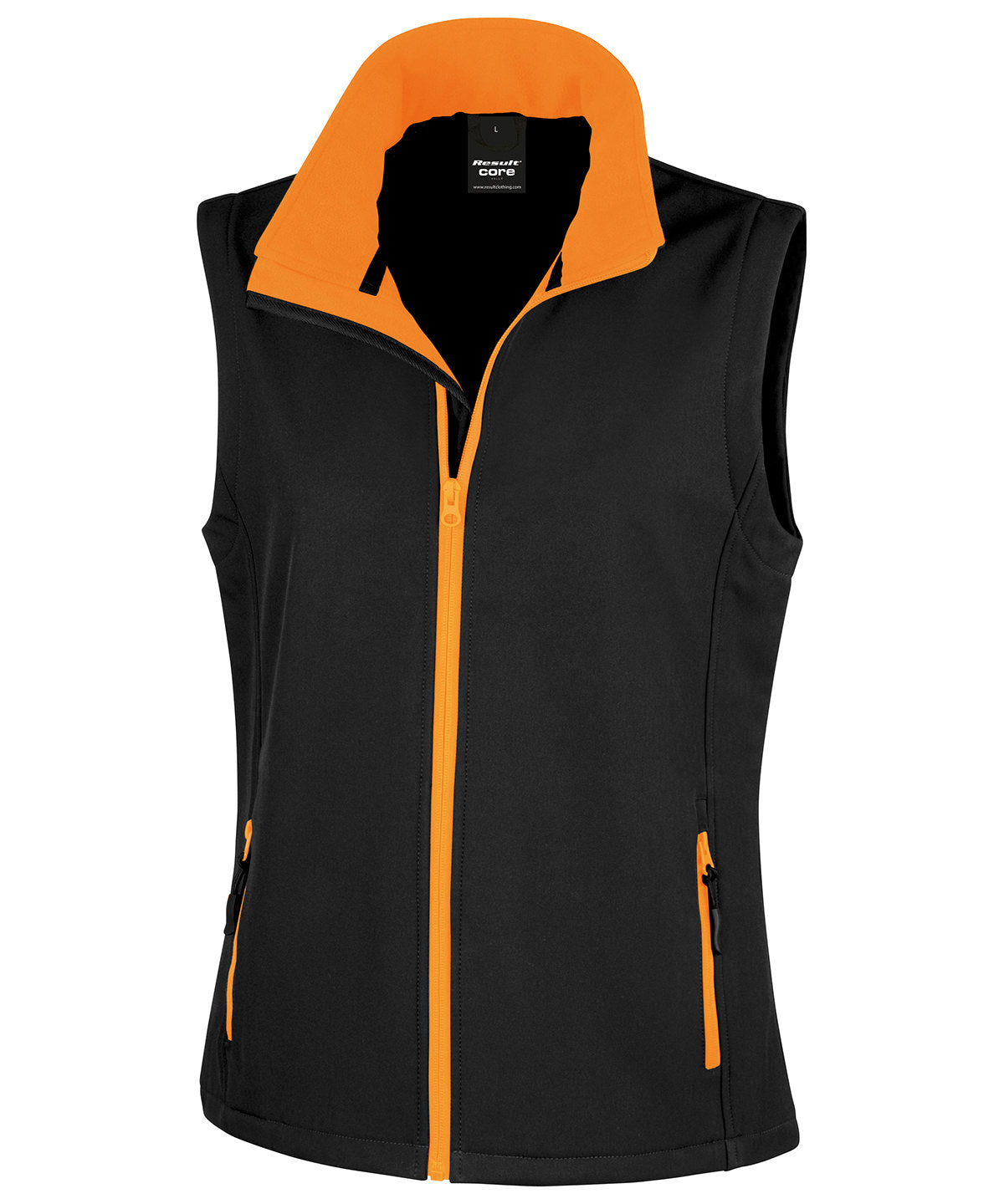 Women's printable softshell bodywarmer - Black/Orange