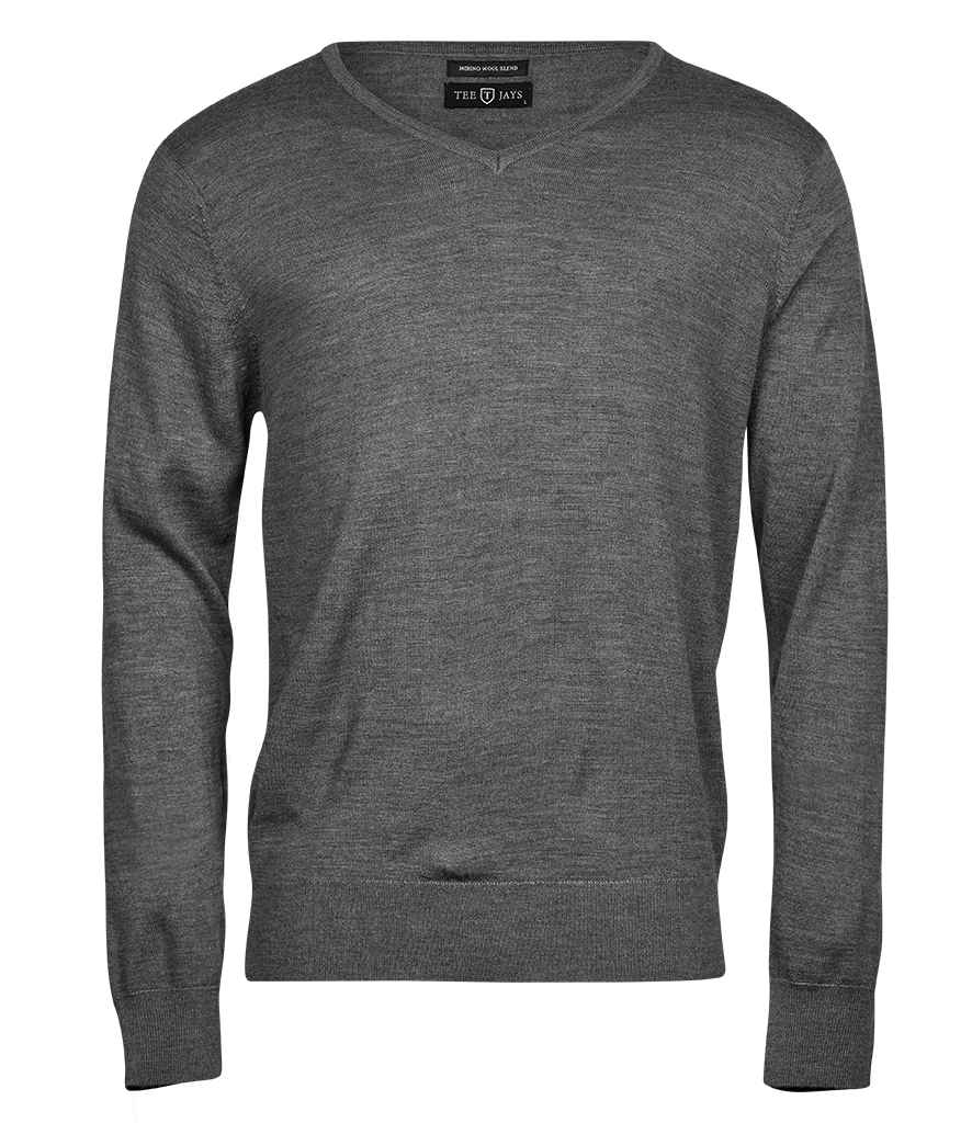 Tee Jays Merino Blend V Neck Sweater - Grey Melange