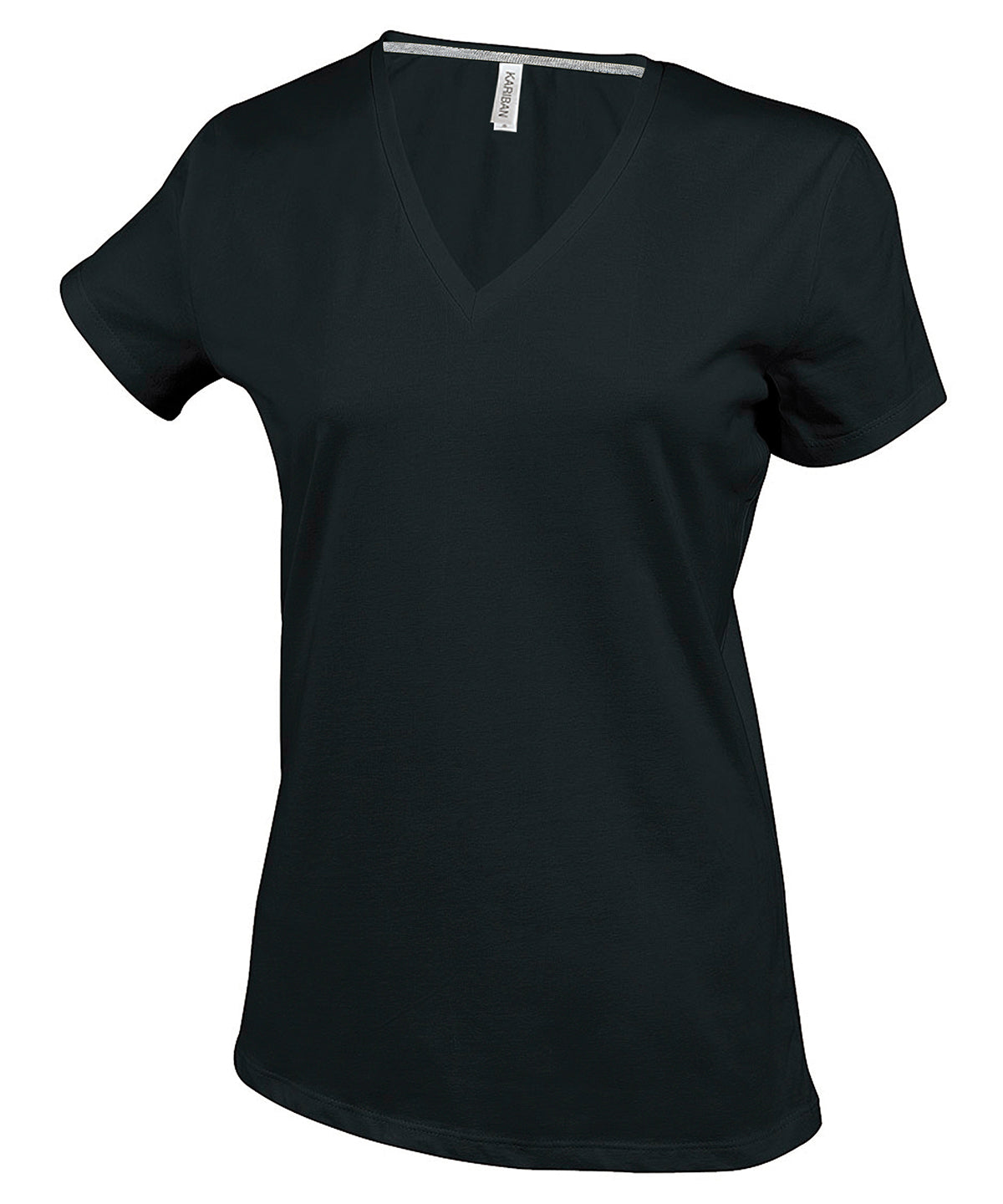 Ladies' short-sleeved V-neck T-shirt - Black