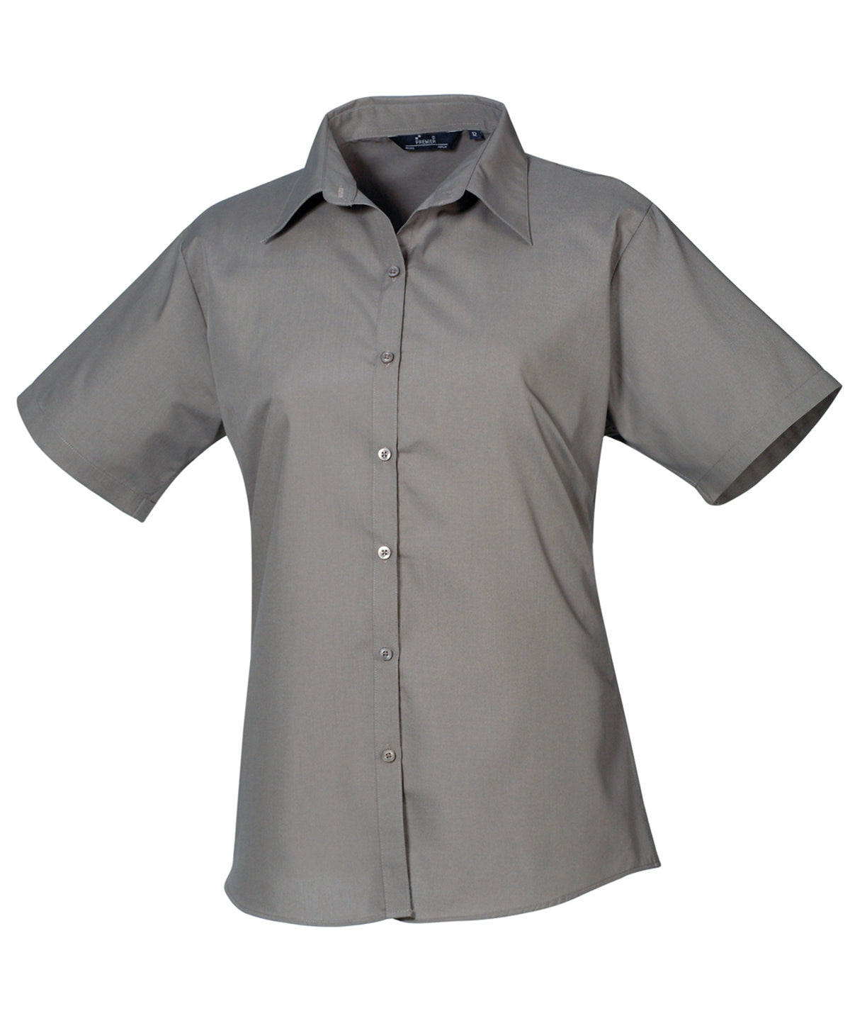Women's short sleeve poplin blouse - Dark Grey