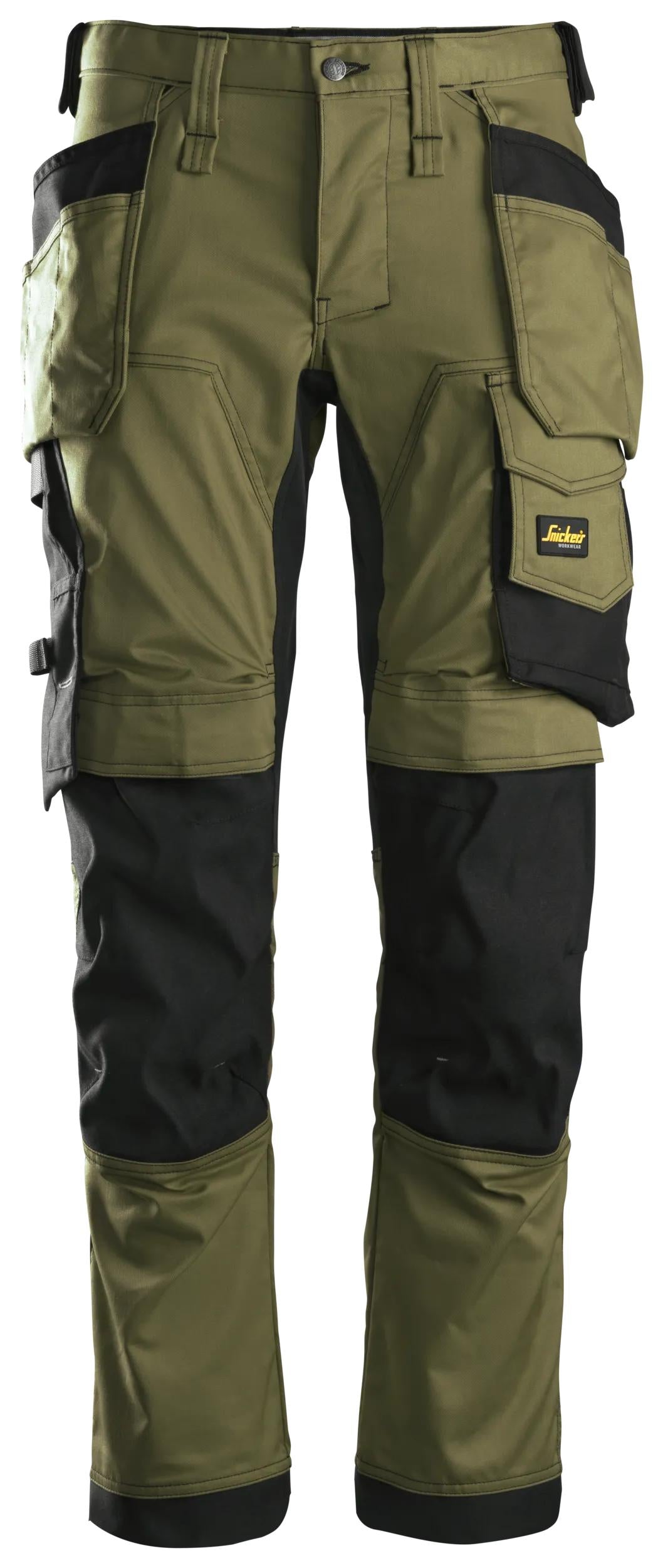 AllroundWork Slim Fit Trousers Holster Pockets Black - Khaki Green\Black - 3104