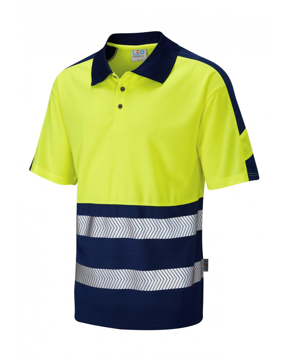 WATERSMEET ISO 20471 Cl 1 Dual Colour Coolviz Plus Polo Shirt - HV YELLOW/NAVY