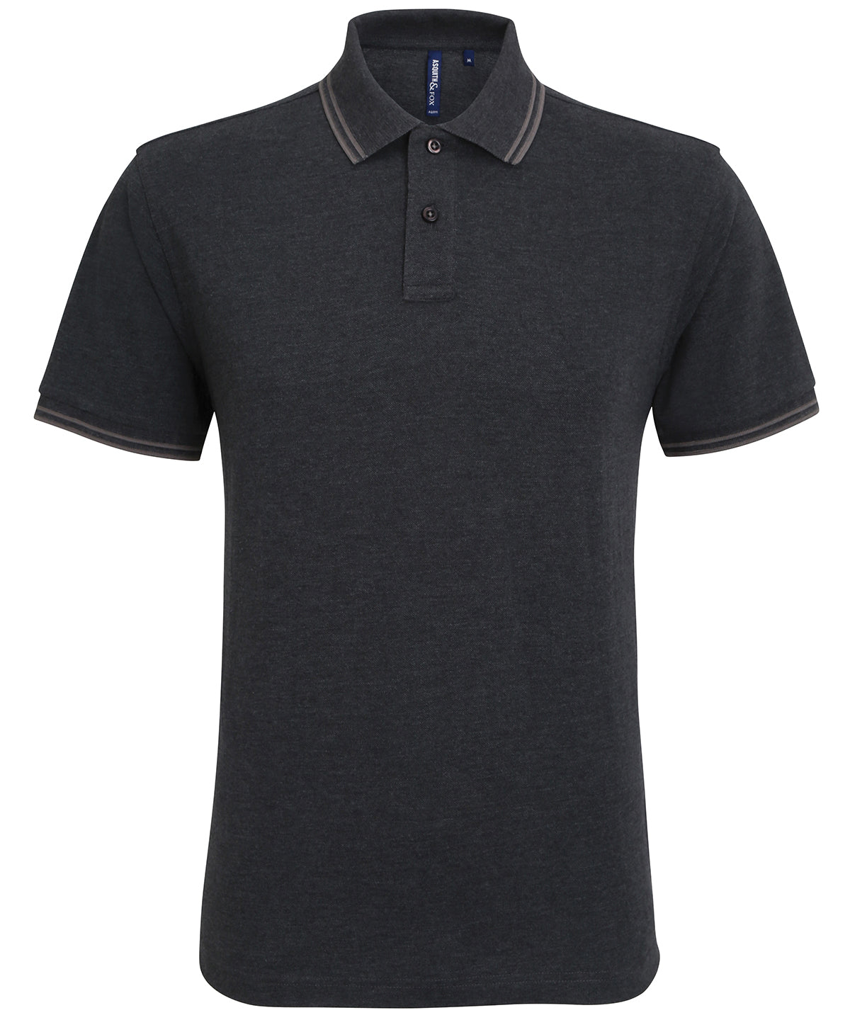 Men's classic fit tipped polo - Heather Black/ Charcoal