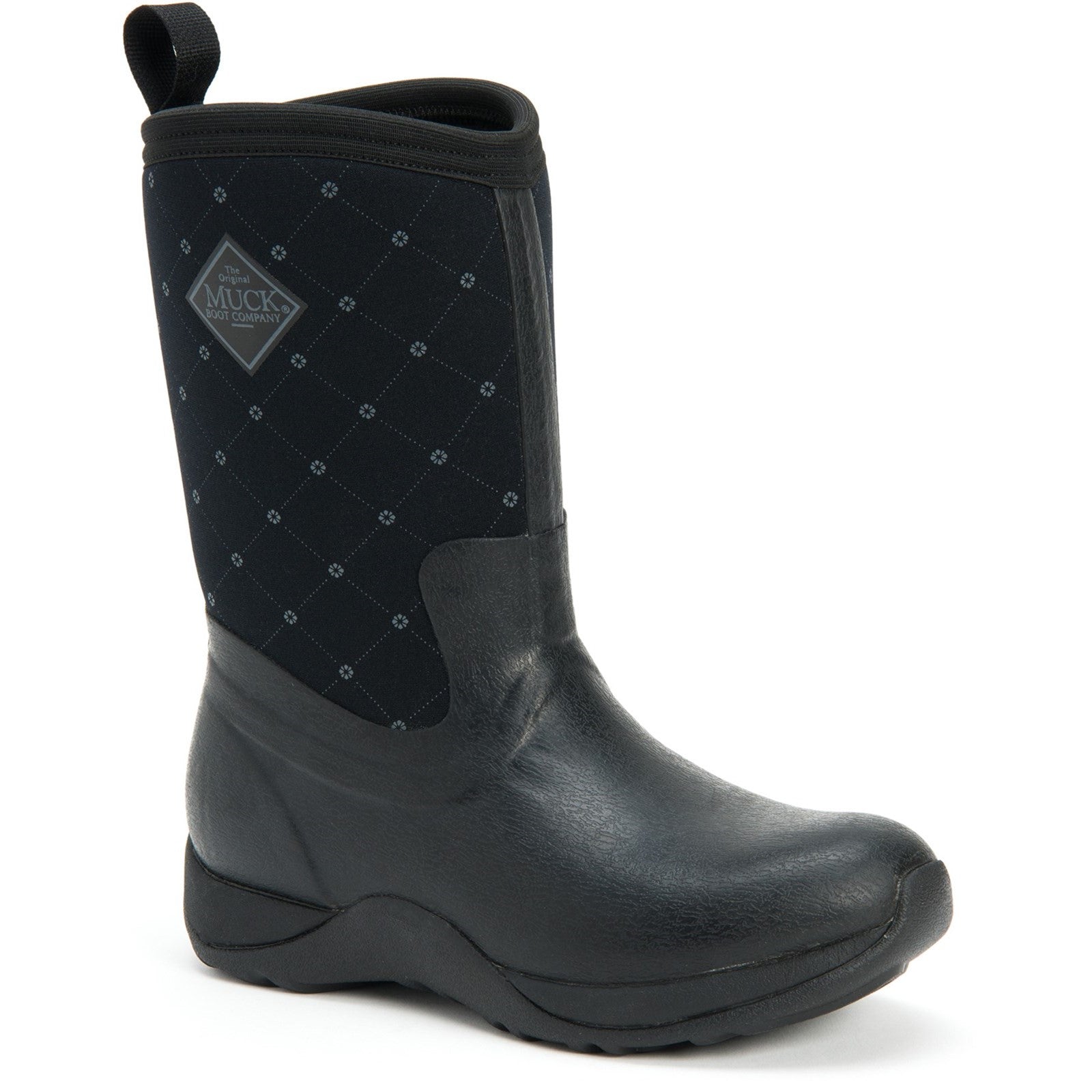 Arctic Weekend Pull On Wellington Boot - Black Quilt