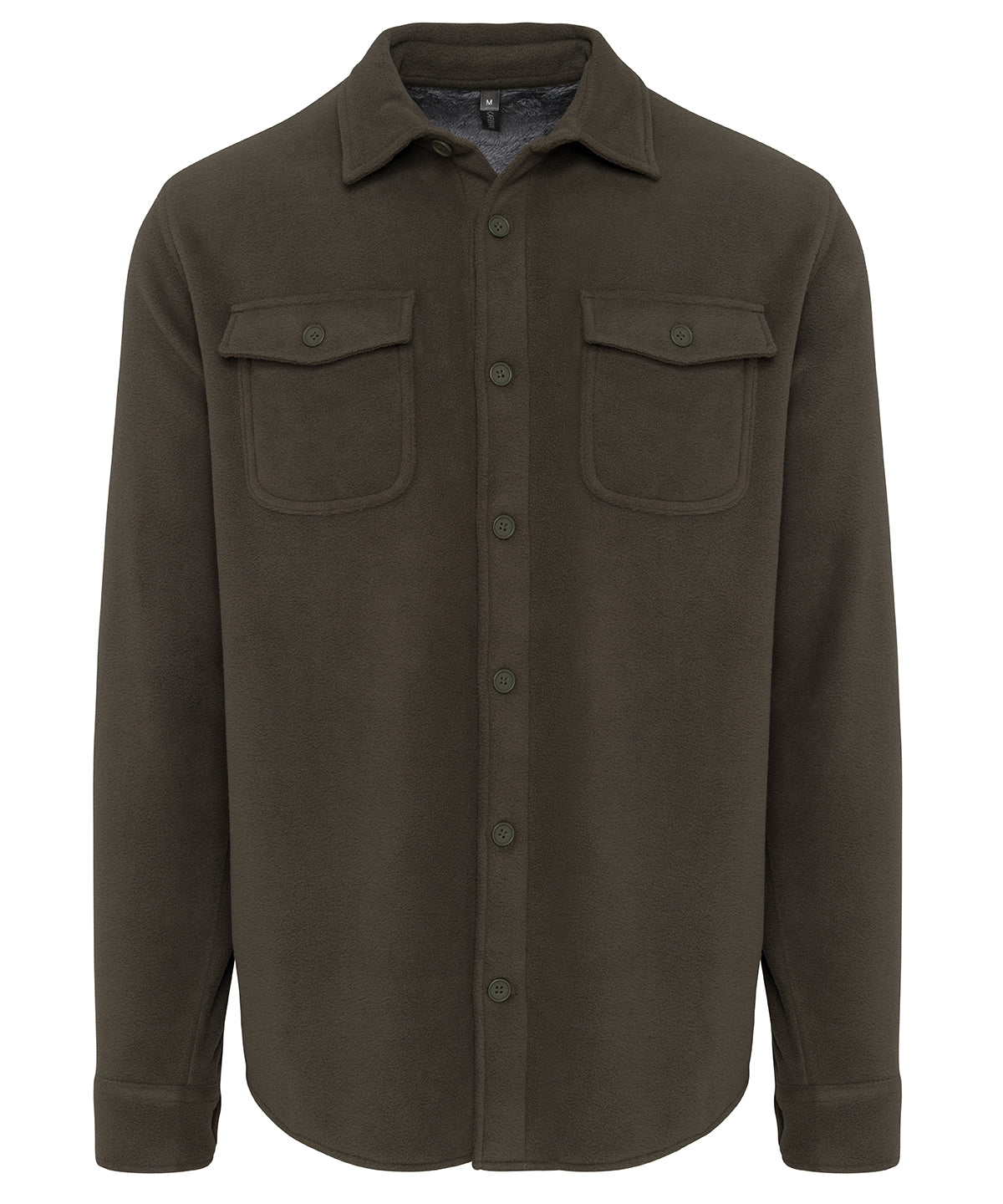 Sherpa-lined fleece overshirt - Dark Khaki/ Storm Grey